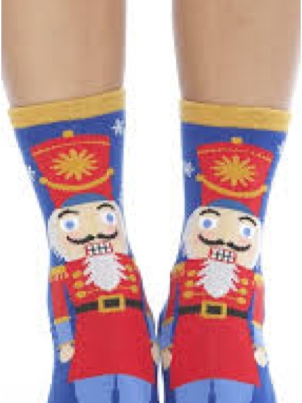 Novelty Nutcracker Crew Socks - Blue & Red